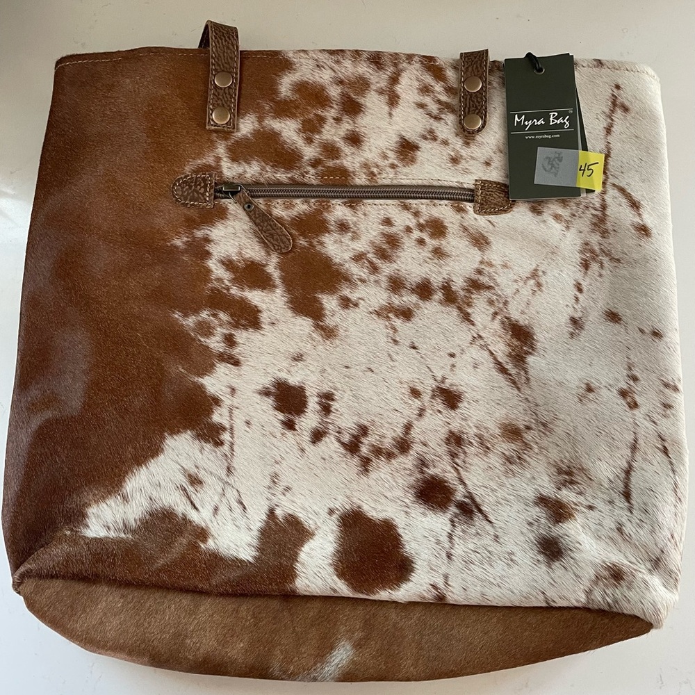 S3820 Carmel front pocket Harlon tote cowhide leather